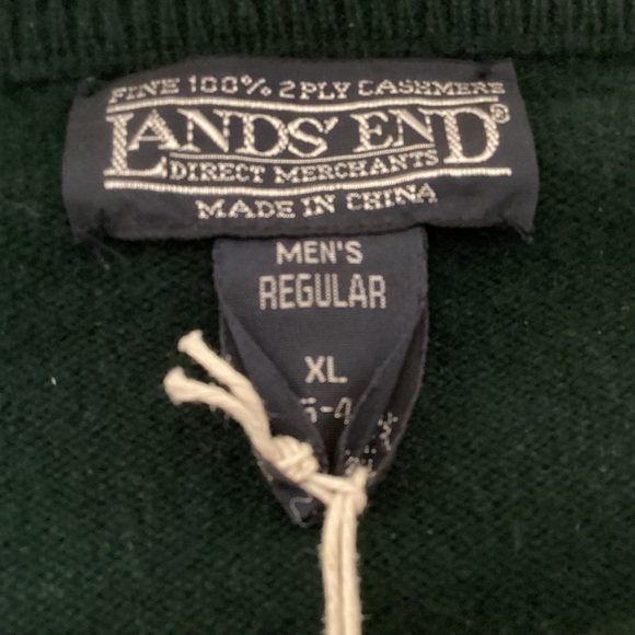 Lands' End Men's Dark Green Cashmere Crewneck Sweater Size XL NWT - Picture 3 of 9